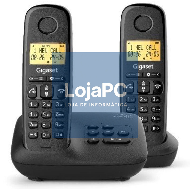 Telefone sem fios Gigaset Basic 100/ Pack DUO/ Preto