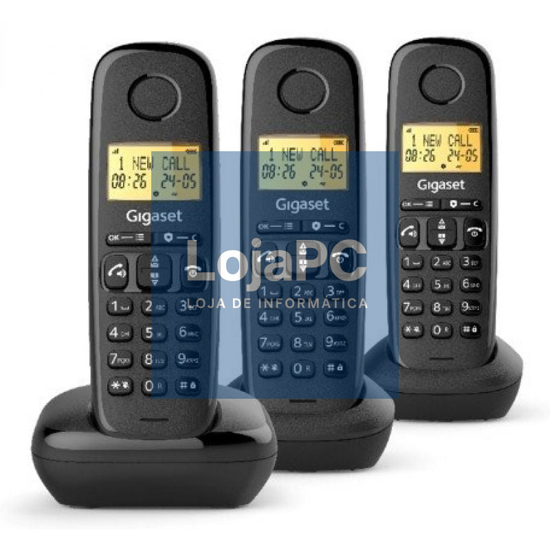 Telefone sem fios Gigaset Basic 100/ Pack TRIO/ Preto