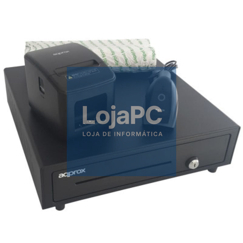 Pack Approx appPOSPACK4180LAN-2D Cajón Portamonedas/ Impressora Térmica/ Leitor de Códigos y Rollos Térmicos