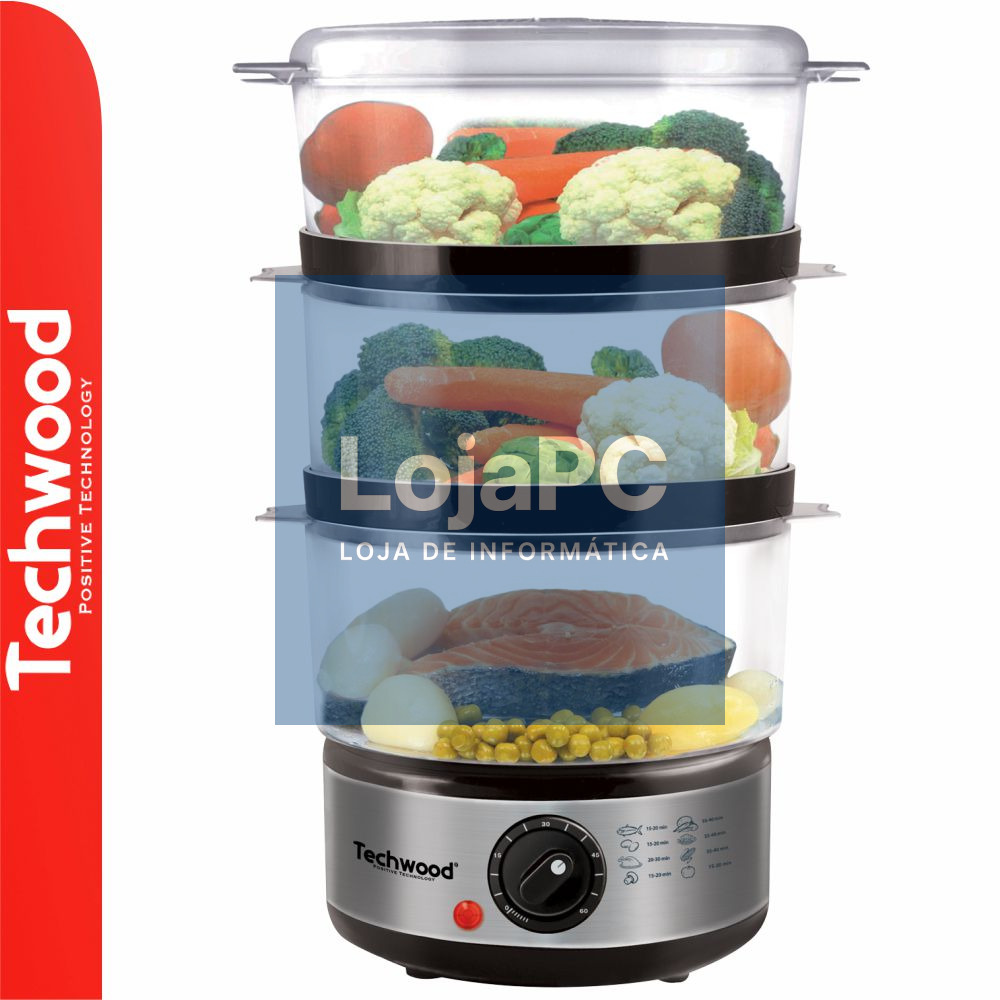 Cozedor a Vapor Elétrico 6L 400W Inox TECHWOOD