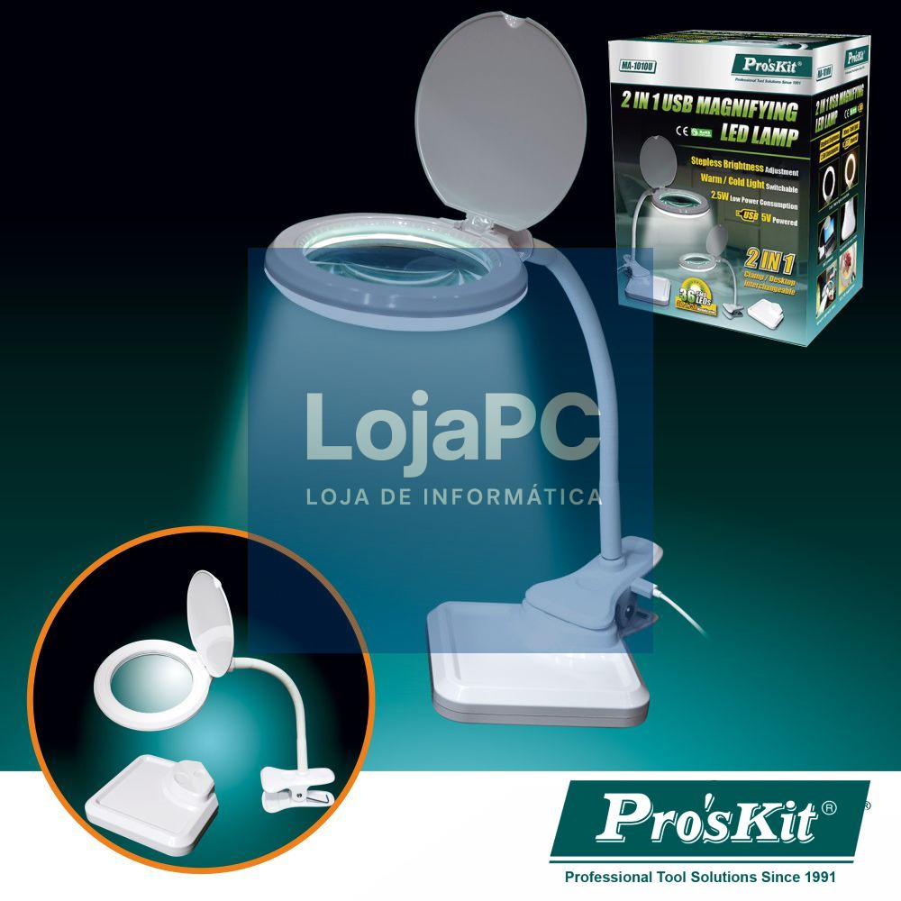 CANDEEIRO C/ LUPA SECRETÁRIA 3 DIOPTRIAS 36 LEDS PROSKIT