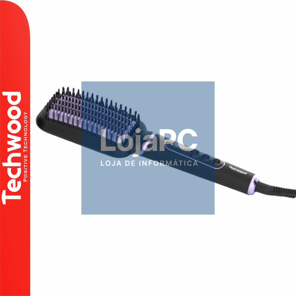 Escova Alisadora de Cabelo 60W Preto/Roxo TECHWOOD