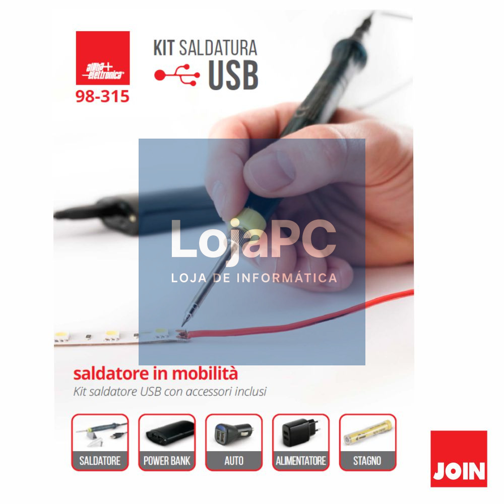 Kit Soldadura USB Ferro 8W Solda/Alimentador/Powerbank