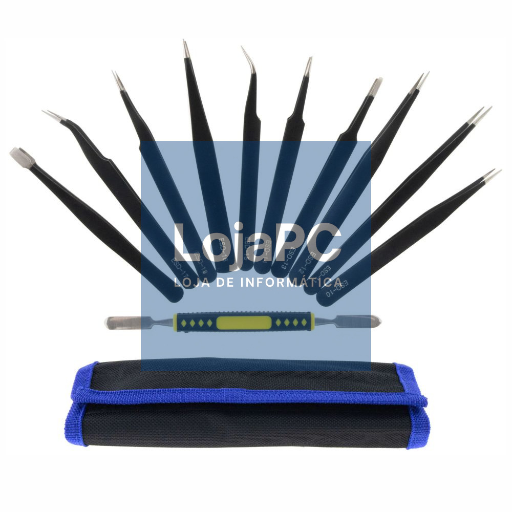 Conjunto de 10 Pinças ESD E Espátula