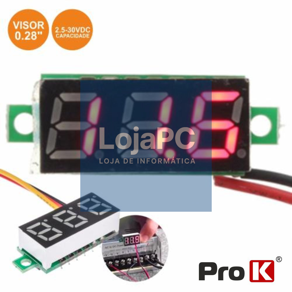 VOLTIMETRO DIGITAL LED VERMELHO 2.5V-30VDC PROK