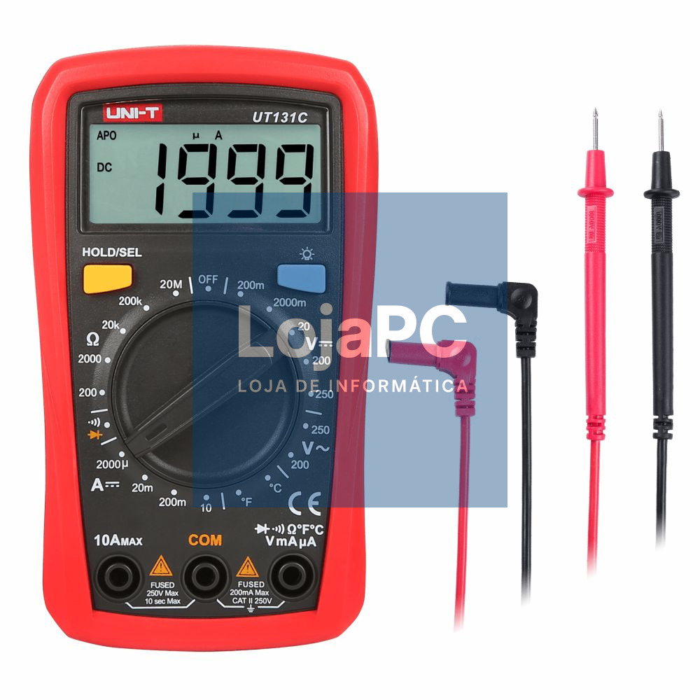 Multímetro Digital 250V 10A 20MOhm Temperatura UNI-T