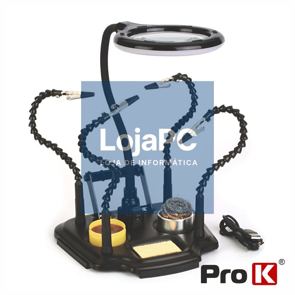 Suporte Articulado C/ Lupa / Pinças / LED e Suporte Solda