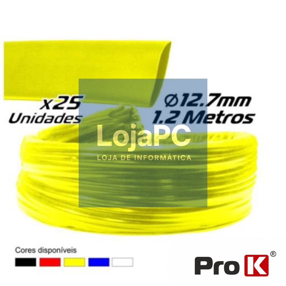 TUBO MANGA TERMORETRÁCTIL 12.7MM 1.2M 25X AMARELO PROK