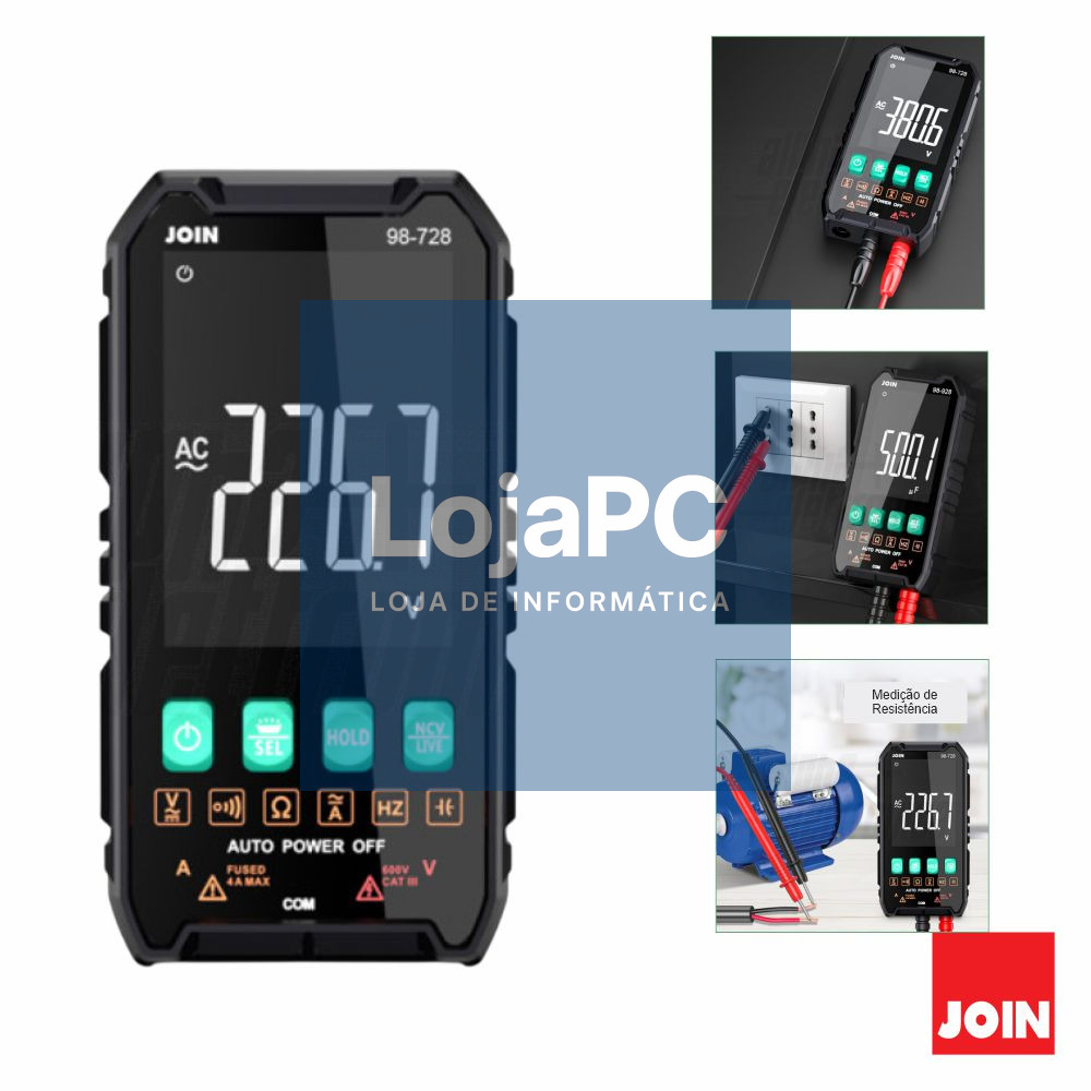 Multímetro Digital Compacto LCD 2,7" True Rms 600V JOIN