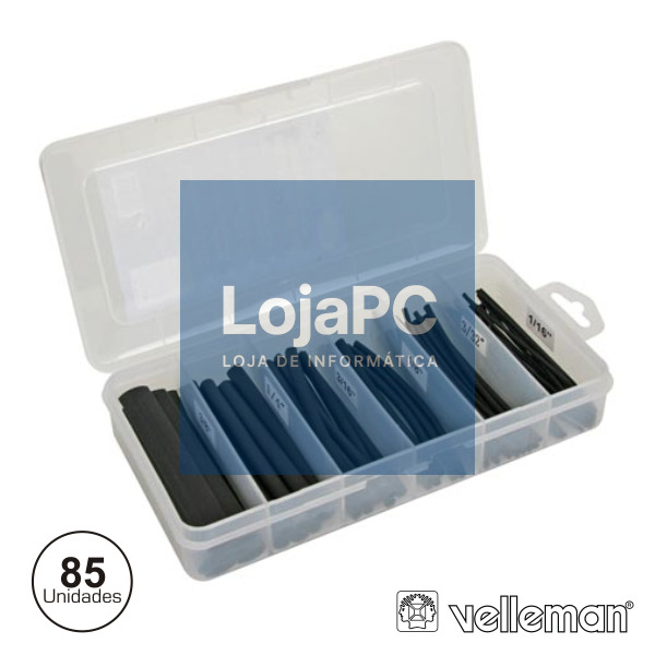 KIT MANGA TERMORETRÁCTIL C/ COLA 10CM PRETO 85X VELLEMAN