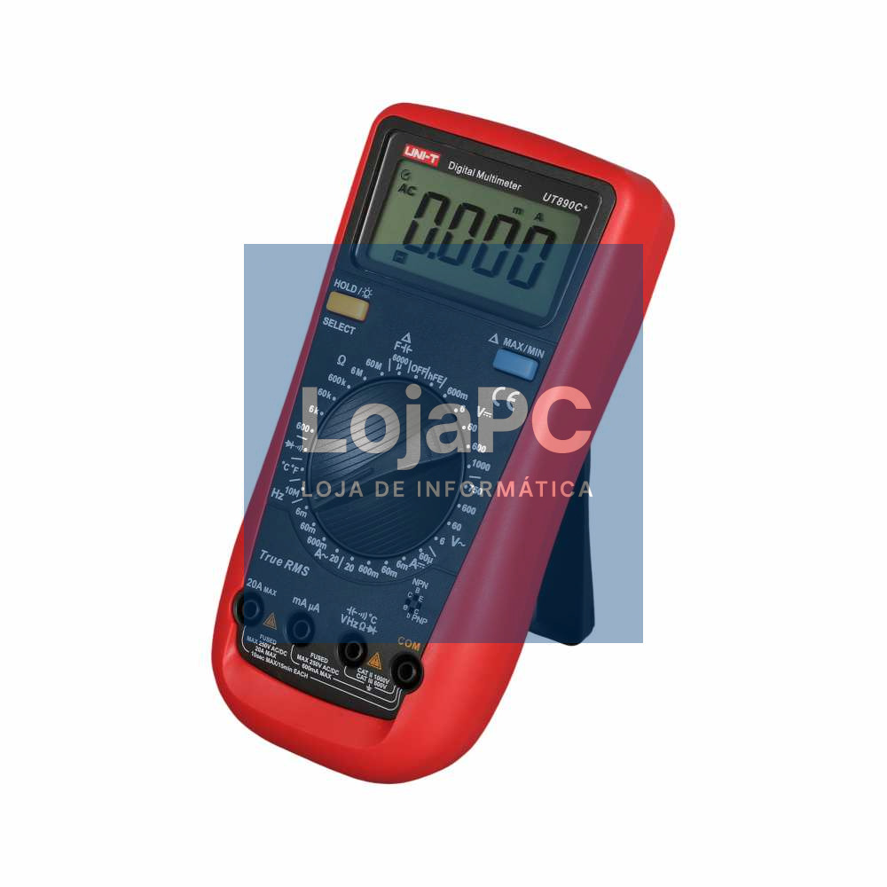 Multímetro Digital 1000VDC / 750VAC 20A Cap. Temp. hFE UNI-T