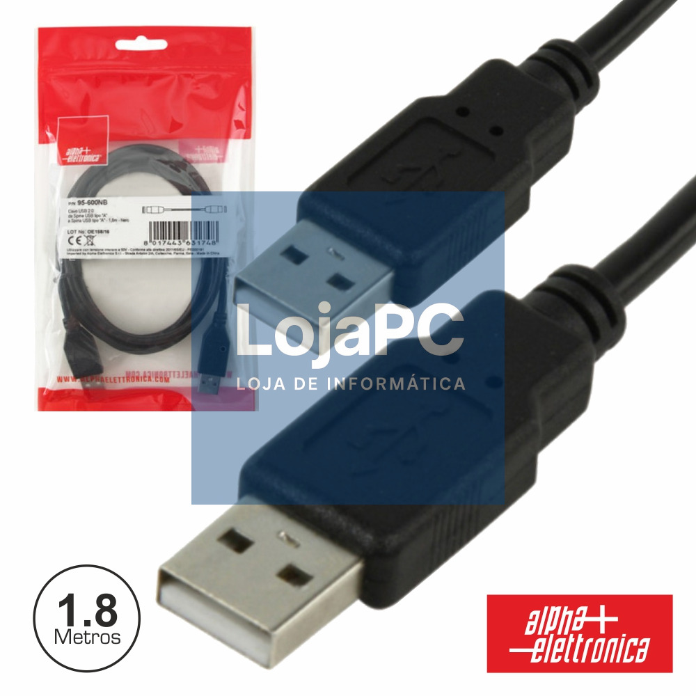 CABO USB-A 2.0 MACHO / USB-A MACHO 1.8M