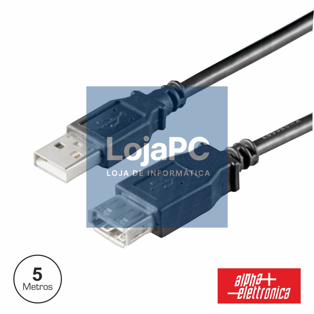 CABO USB-A 2.0 MACHO / USB-A FÊMEA 5M PRETO POLYBAG