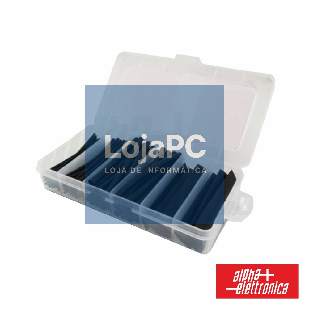 Conjunto de Tubos Manga Termoretráctil 100pcs Preto ALPHA