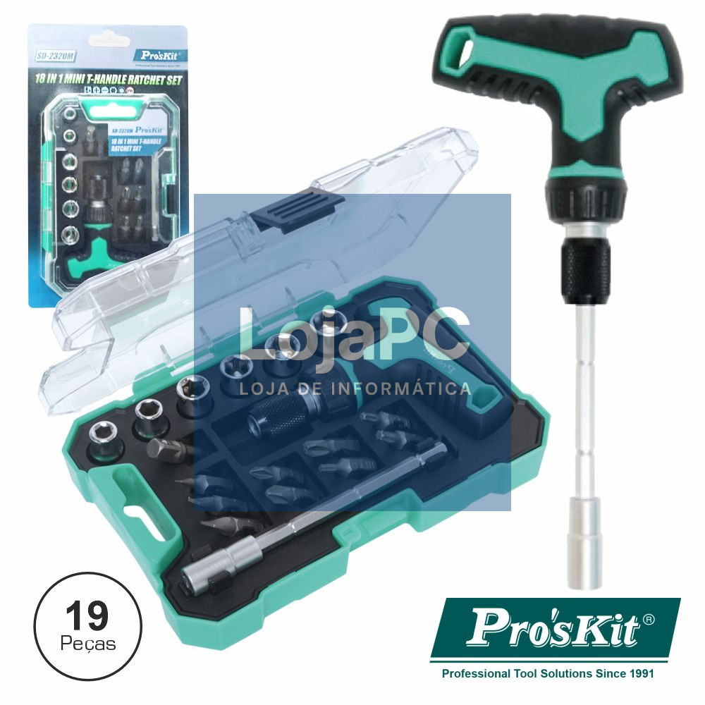 CONJUNTO DE CHAVE ROQUETE C/ BITS E EXTENSOR 19X PROSKIT