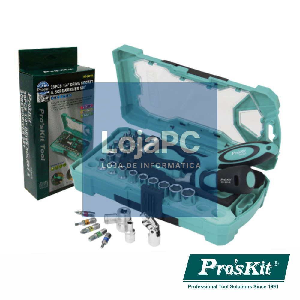 CONJUNTO DE 2 CHAVES ROQUETE C/ 35 BITS E EXTENSOR PROSKIT