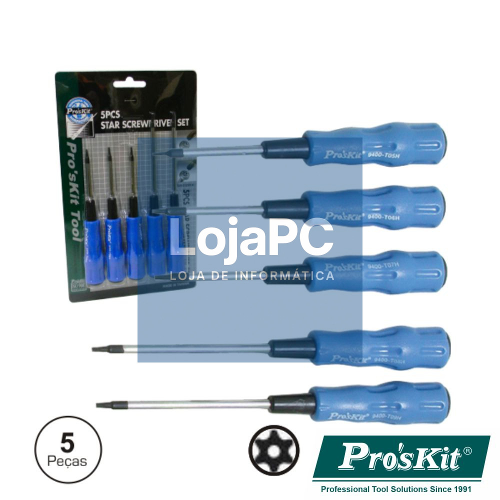 CONJUNTO DE 5 CHAVES TORX C/ FURO PROSKIT