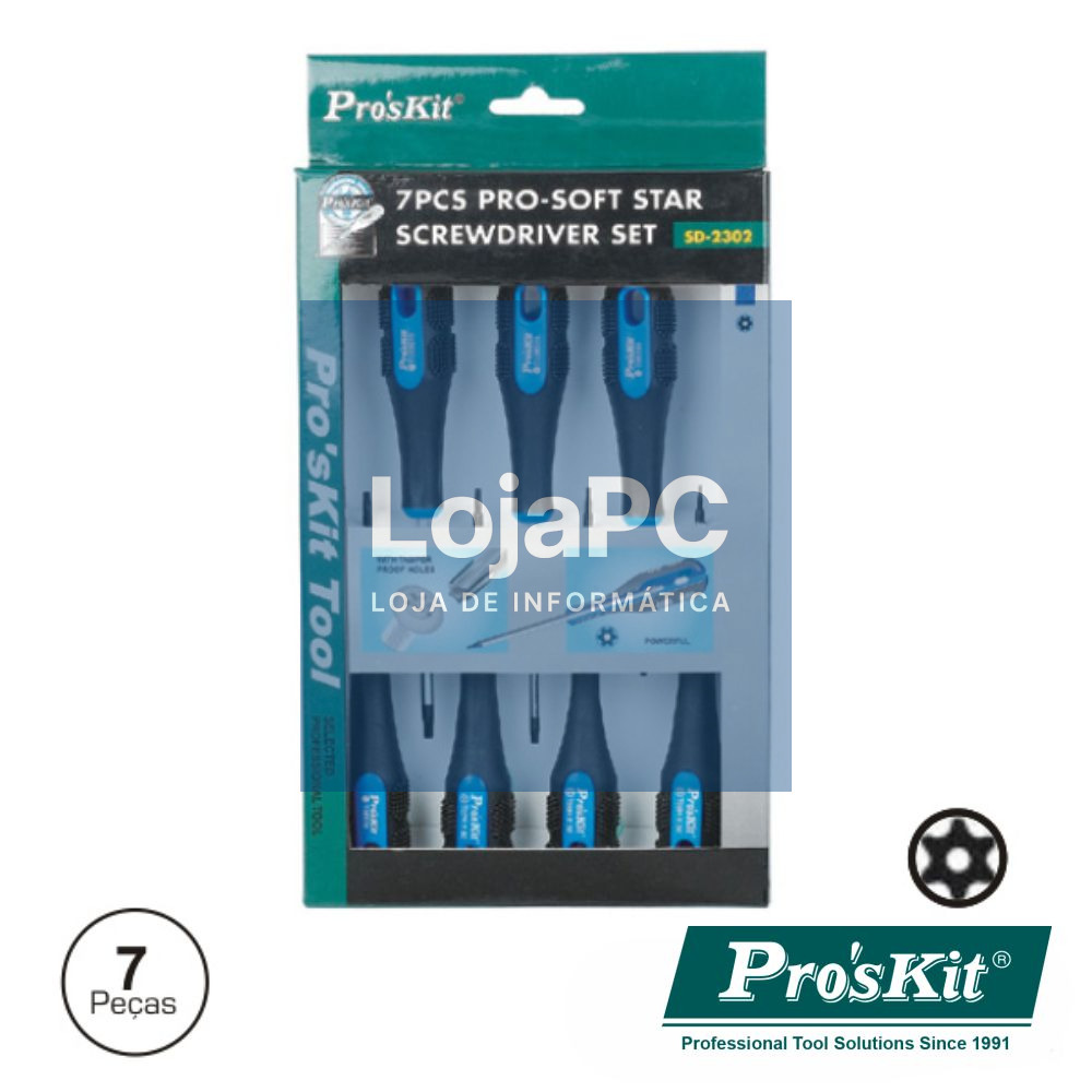 CONJUNTO DE 7 CHAVES TORX C/ FURO PROSKIT