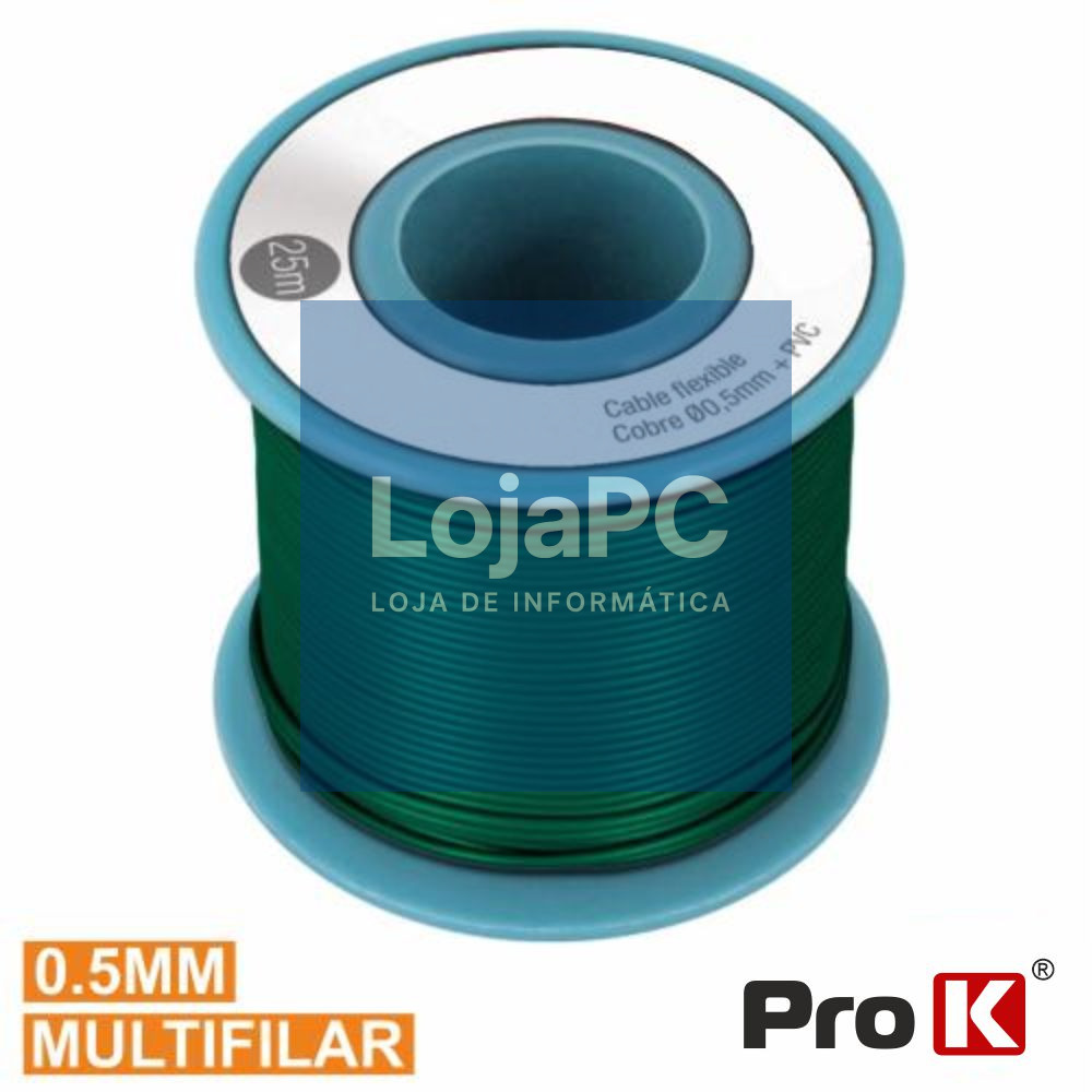 CABO MULTIFILAR VERDE 0.5MM ROLO 25M PROK