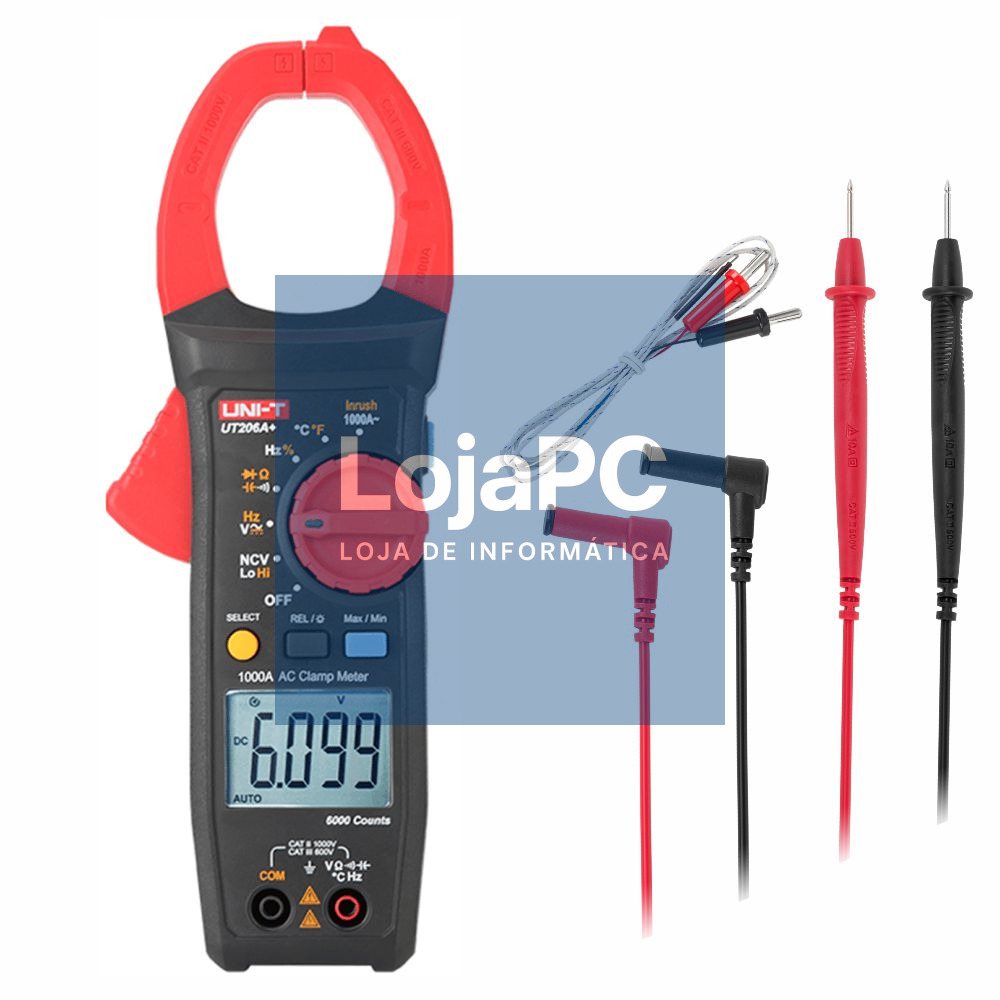 Pinça Amperimétrica Digital 600A 600V 60MOhm UNI-T