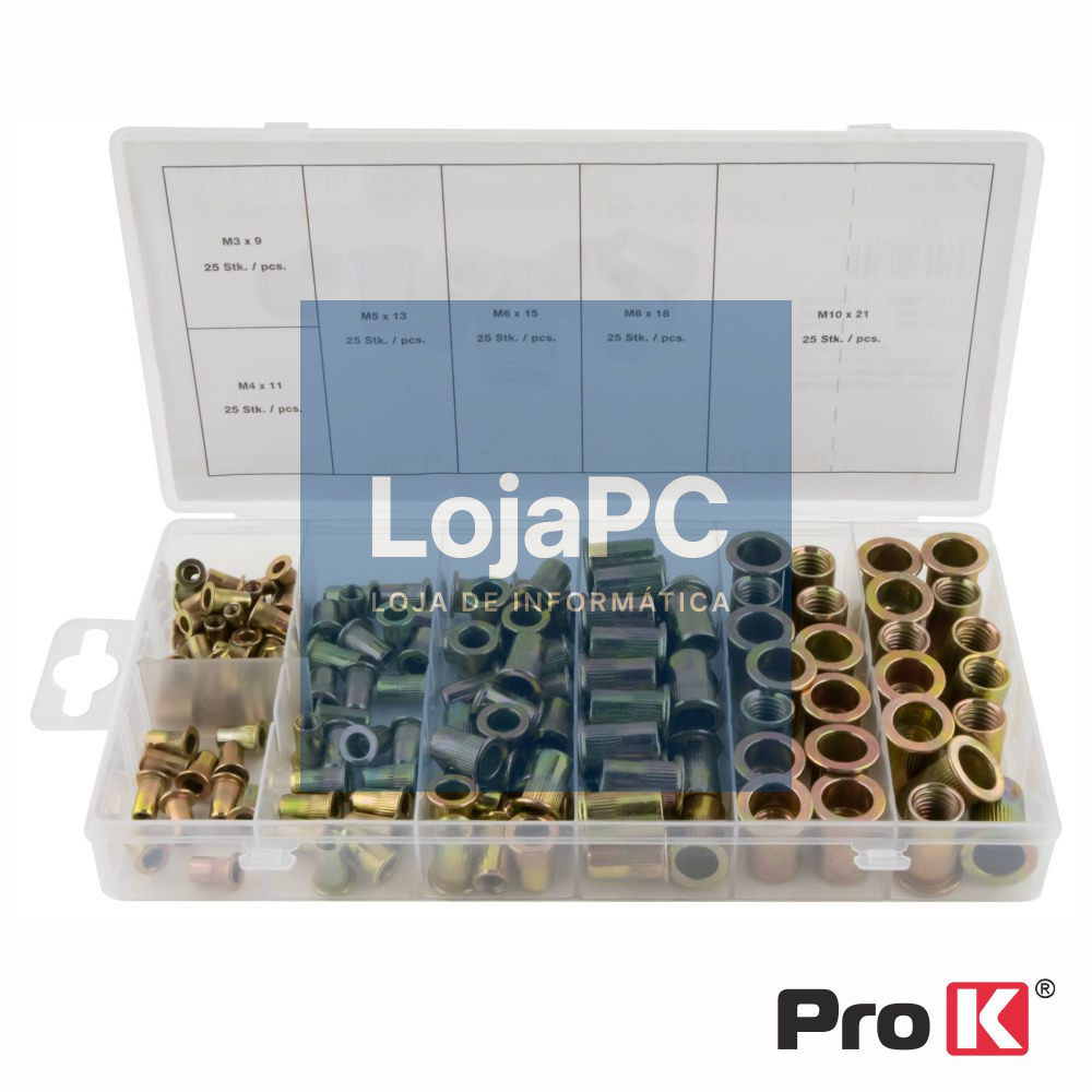 Conjunto de 150 Porcas de Rebite PROK