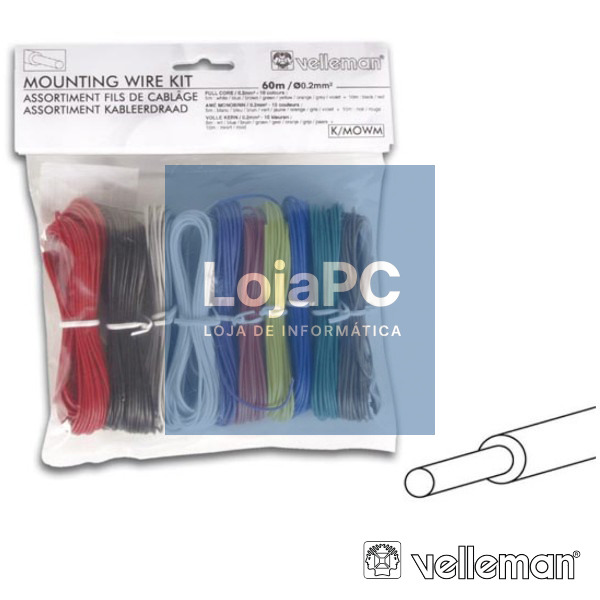 KIT DE FIOS 10 UNI. CORES P/ MONTAGENS ELECTRÓNICAS VELLEMAN