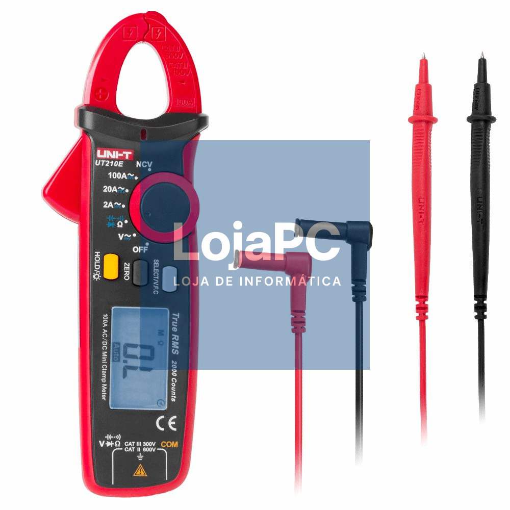 Pinça Amperimétrica Digital 100A 600V 20MOhm NCV T-RMS UNI-T