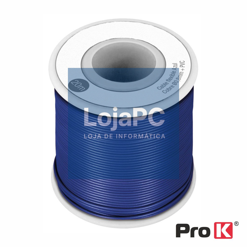 Cabo Multifilar Azul 0.8mm Rolo 20m PROK