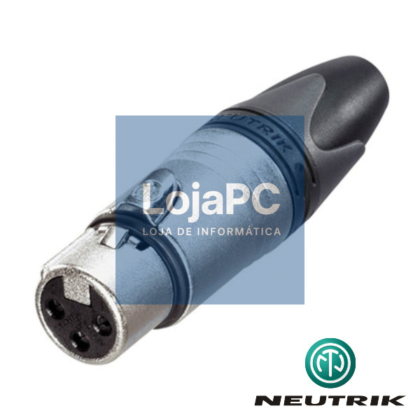 FICHA XLR 3P FÊMEA NIQUELADA C/ GUARDA CABO NEUTRIK