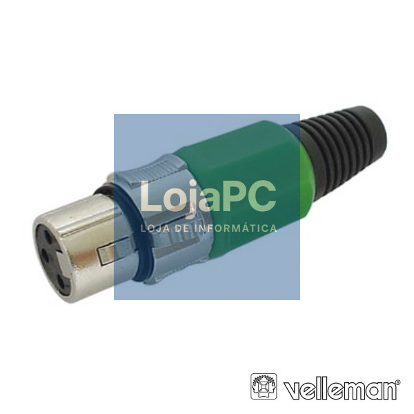 FICHA XLR 3P FÊMEA  VERDE C/ BLINDAGEM E BLOQUEIO