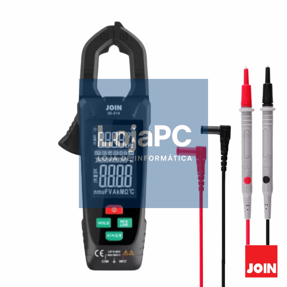 Pinça Amperimétrica Digital 600A 600V 99MOhm NCV JOIN