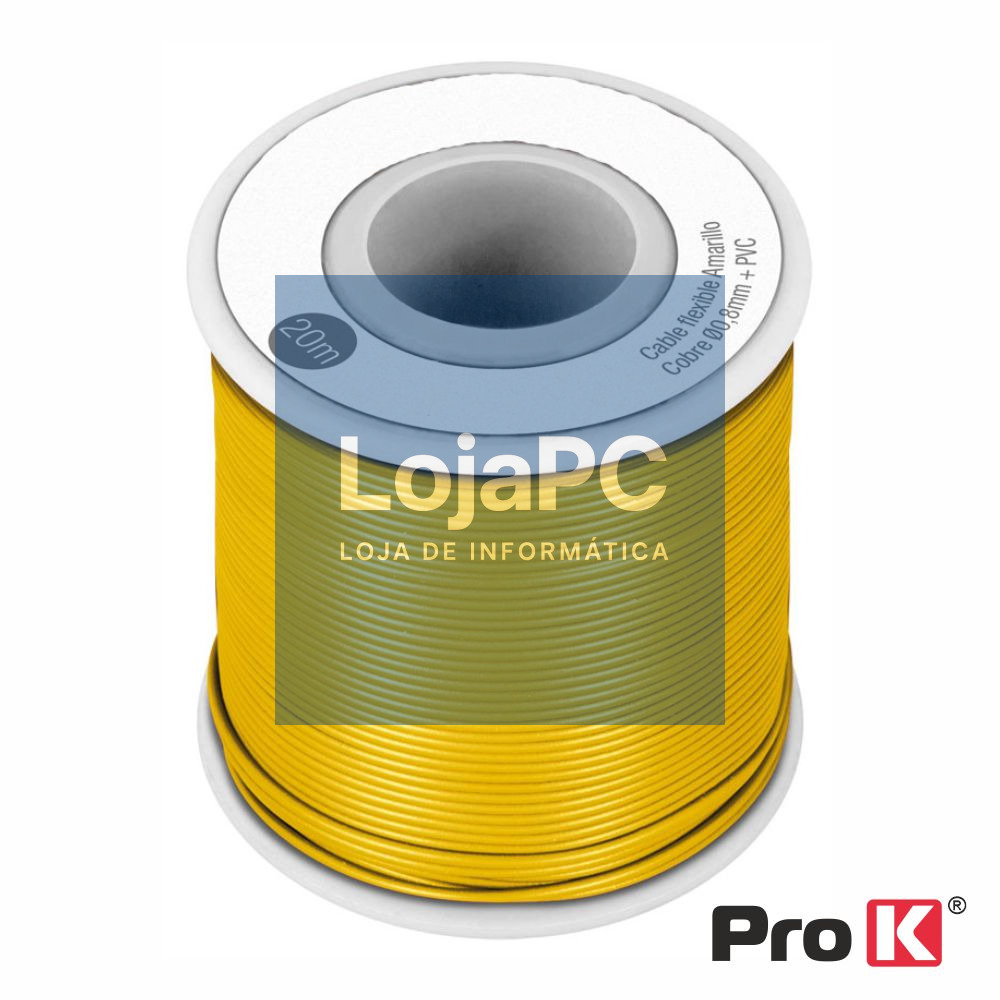 Cabo Multifilar Amarelo 0.8mm Rolo 20m PROK