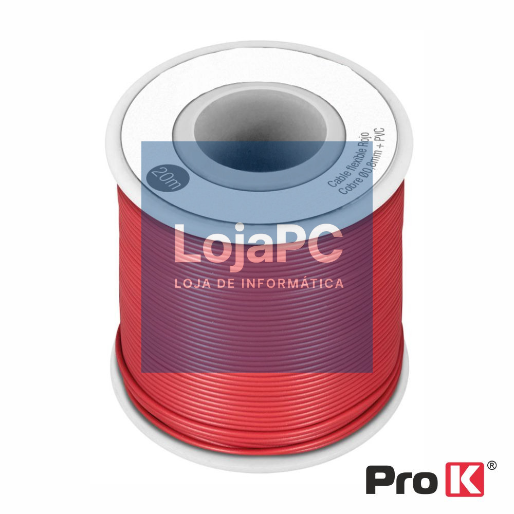 Cabo Multifilar Vermelho 0.8mm Rolo 20m PROK