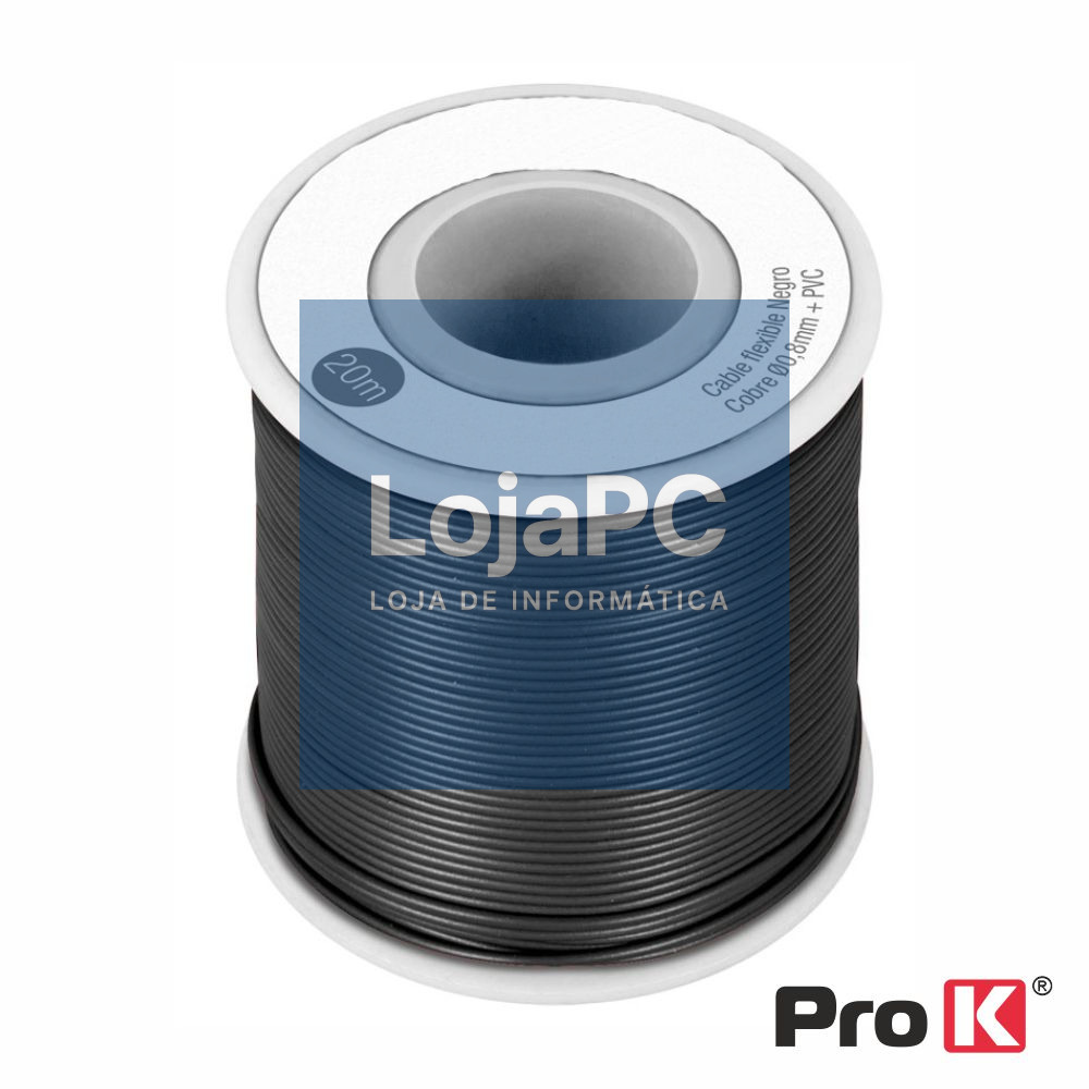 Cabo Multifilar Preto 0.8mm Rolo 20m PROK