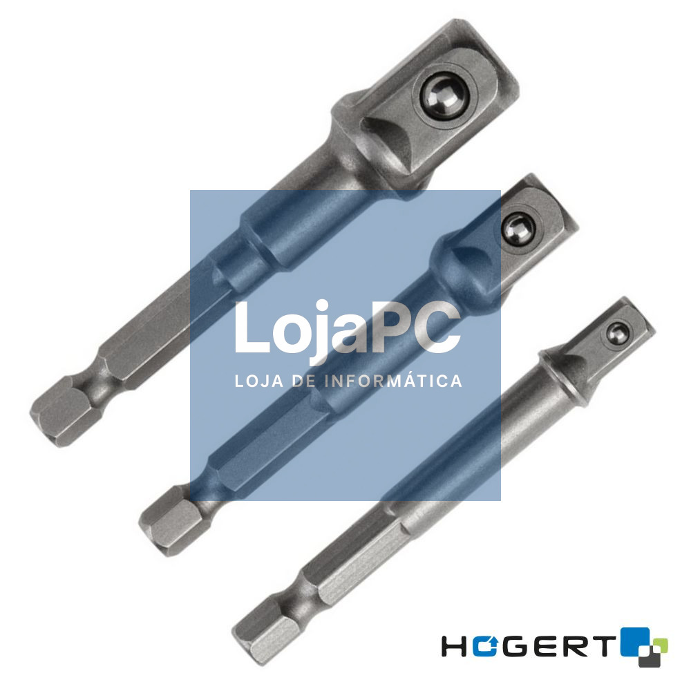 Conjunto de 3 Adaptadores P/ Bit Chave Caixa HOGERT