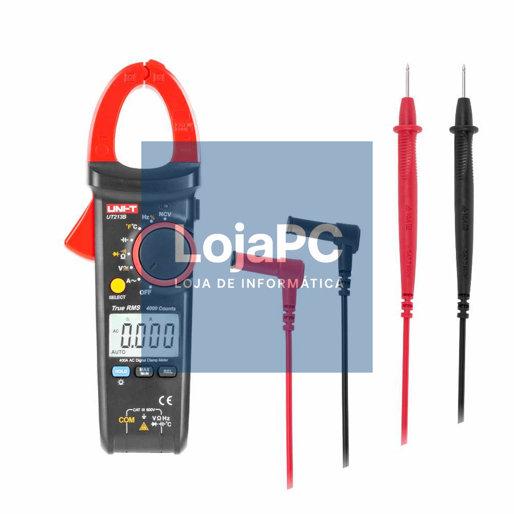 Pinça Amperimétrica Digital 400A 600V T-RMS NCV UNI-T