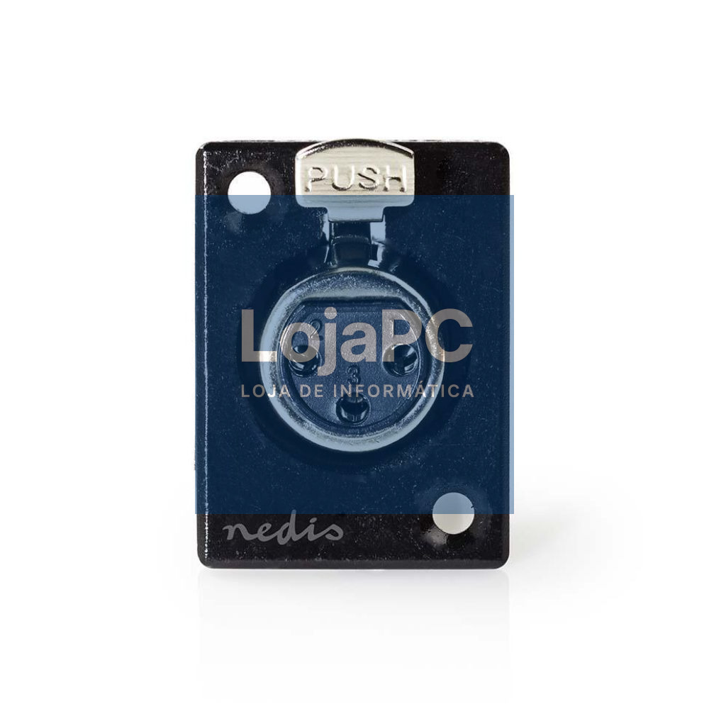 Ficha XLR 3p Fêmea De Painel Niquelada Preta