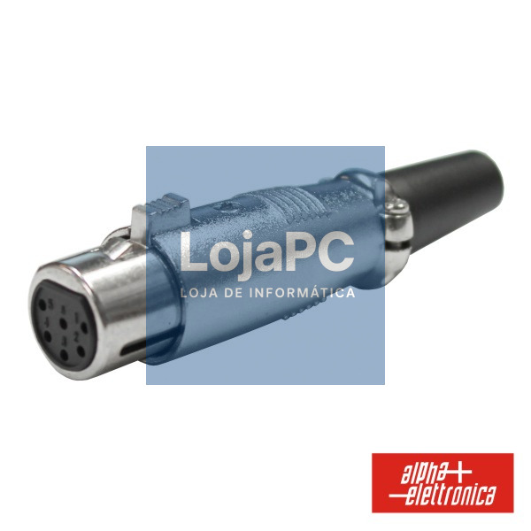 FICHA XLR 6P FÊMEA NIQUELADA PROTEÇÃO BLOQUEIO