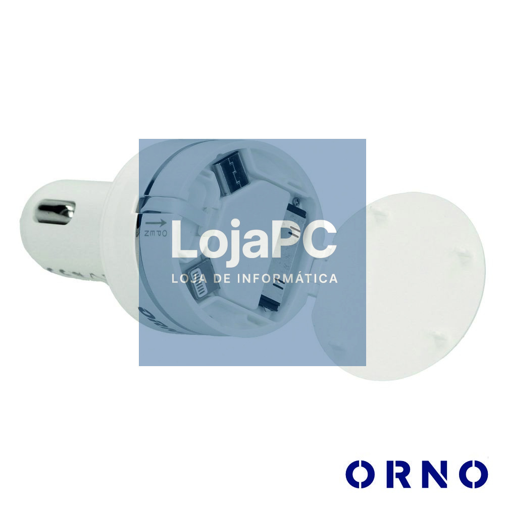 Adaptador Ficha Isqueiro USB-A/MicroUSB/Lightning 8p ORNO