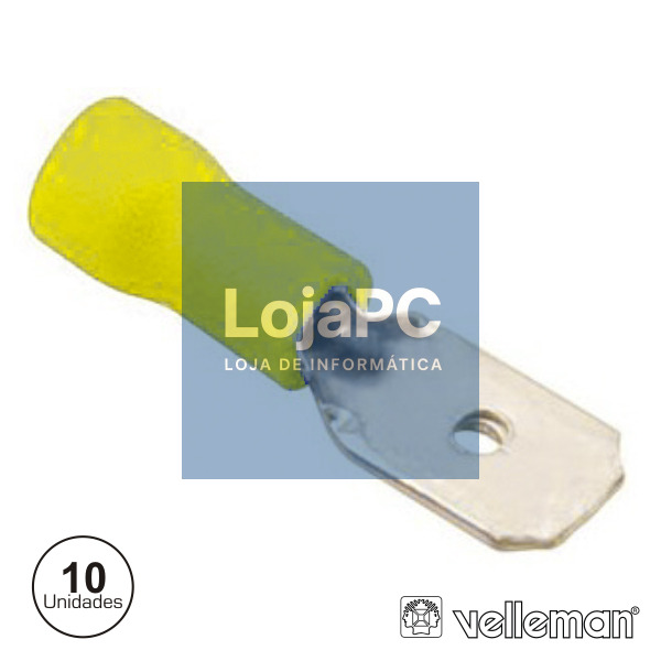 TERMINAL FASTON MACHO ISOLADO 6.4MM 10X AMARELO VELLEMAN