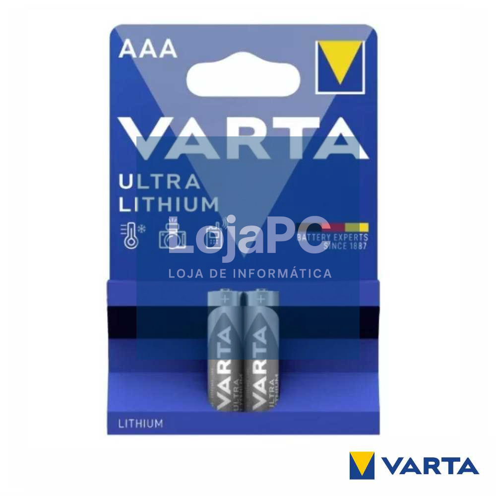 Pilha ULtra Lítio LR3/AAA 1.5V 2x Blister VARTA