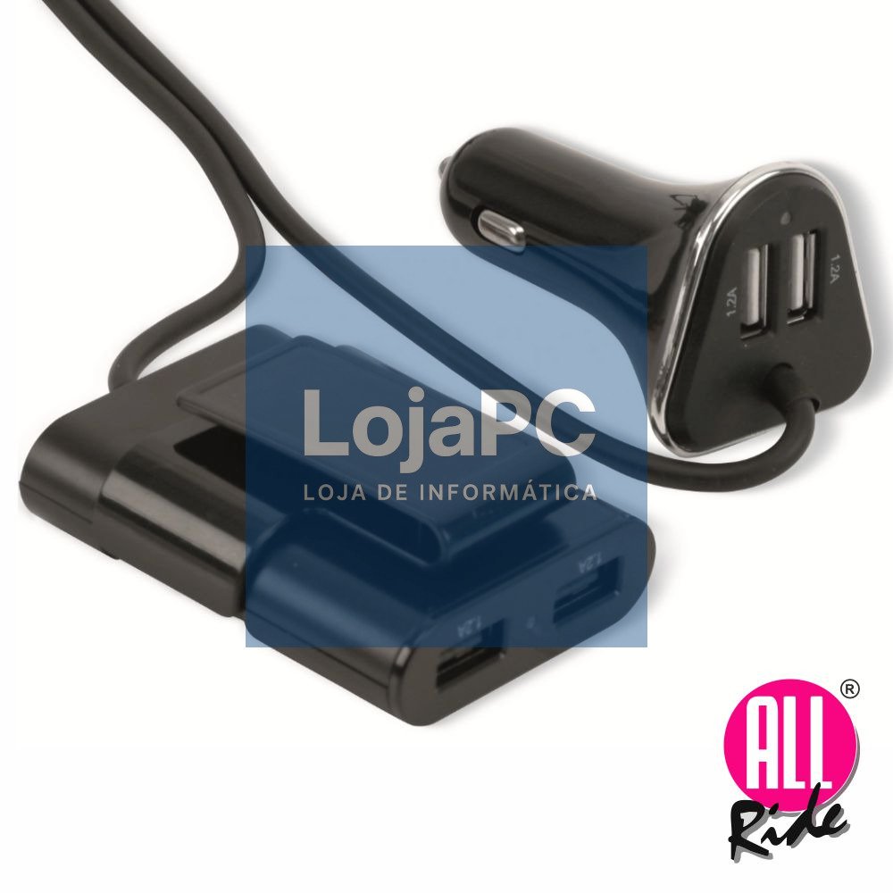 Adaptador Ficha Isqueiro 12V/24V / 4 USB 5V 4.8A 165cm
