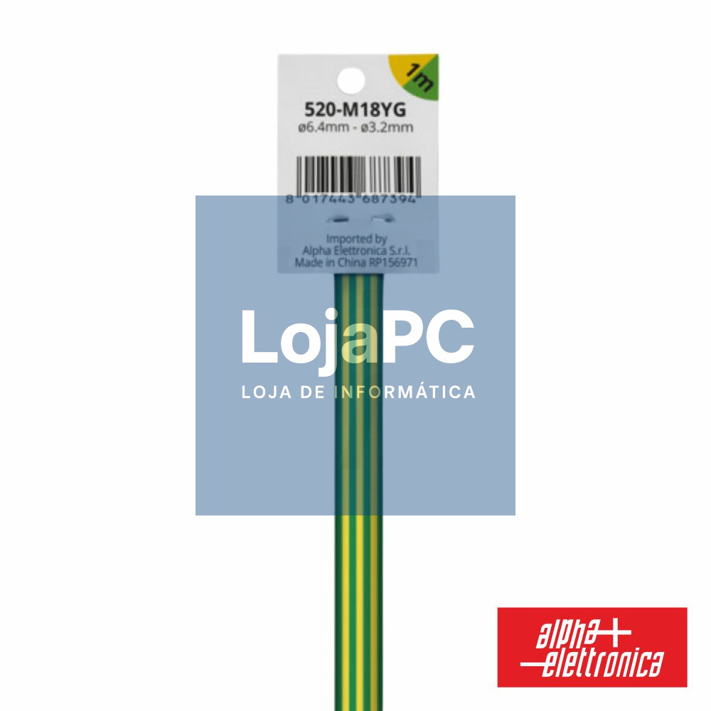 Tubo Manga Termoretrátil 2:1 Ø6.4mm 1M Verde/Amarelo