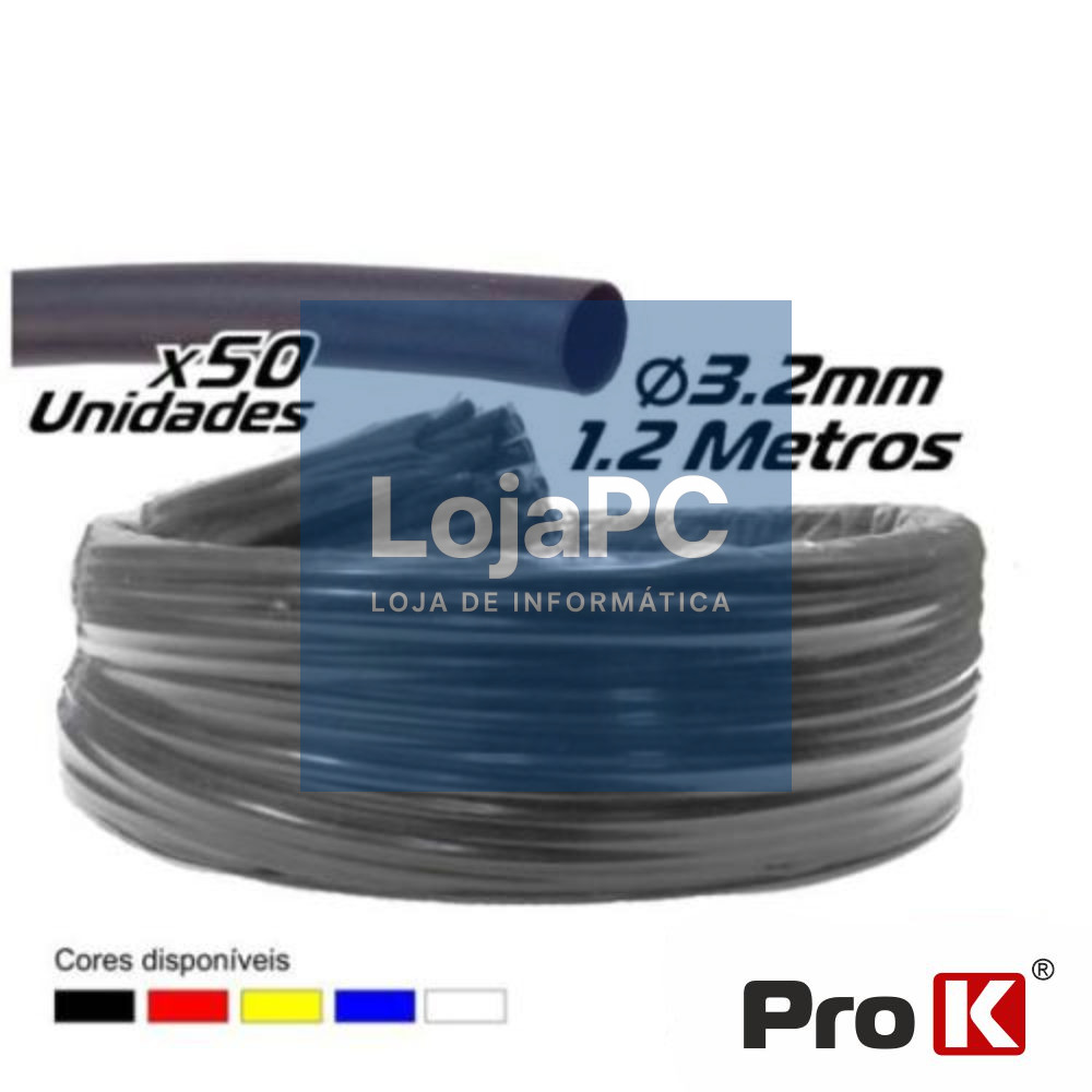 TUBO MANGA TERMORETRÁCTIL 3.2MM 1.2M 50X PRETA PROK