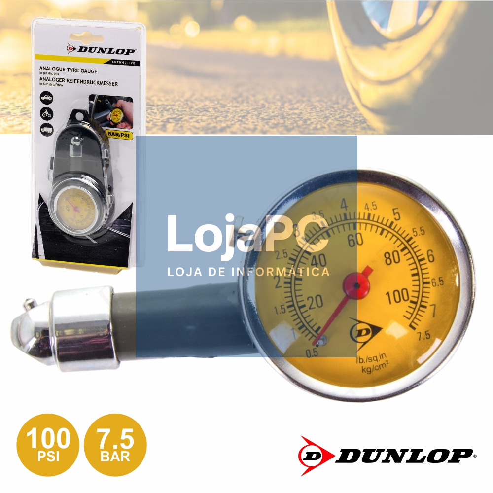 MEDIDOR DE PRESSÃO PNEUS ANALÓGICO DUNLOP