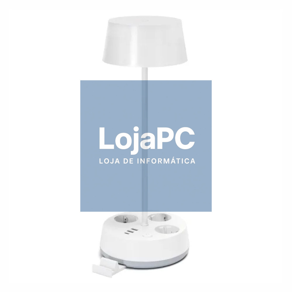 Candeeiro Mesa LED 4.6W C/ 3x Schuko/3x USB/Sup. Telemóvel