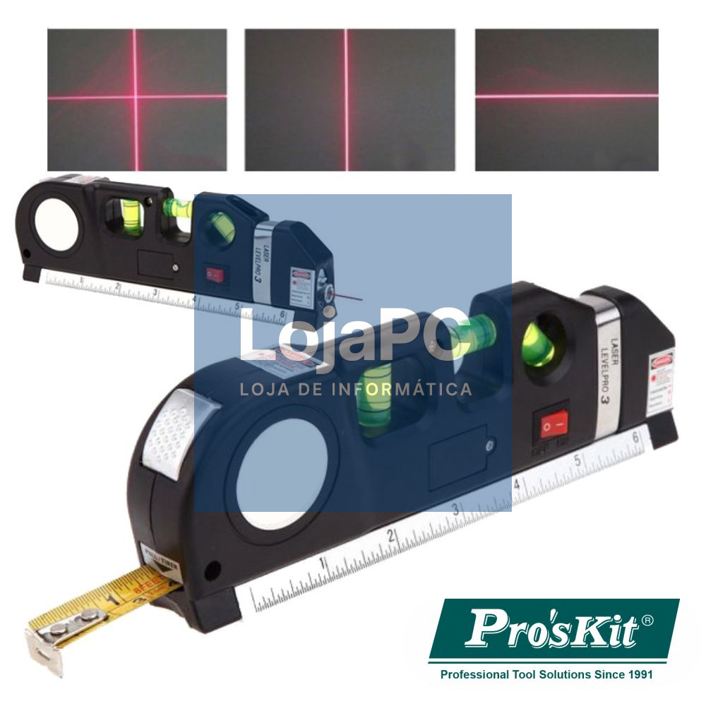FITA MÉTRICA 2.5M C/ NÍVEL BOLHA E LASER NIVELADOR PROSKIT