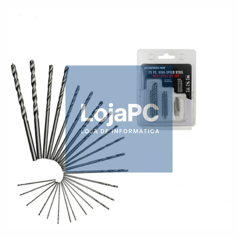 Conjunto De 25 Brocas HSS de Precisão Ø0.5mm A Ø3.0mm