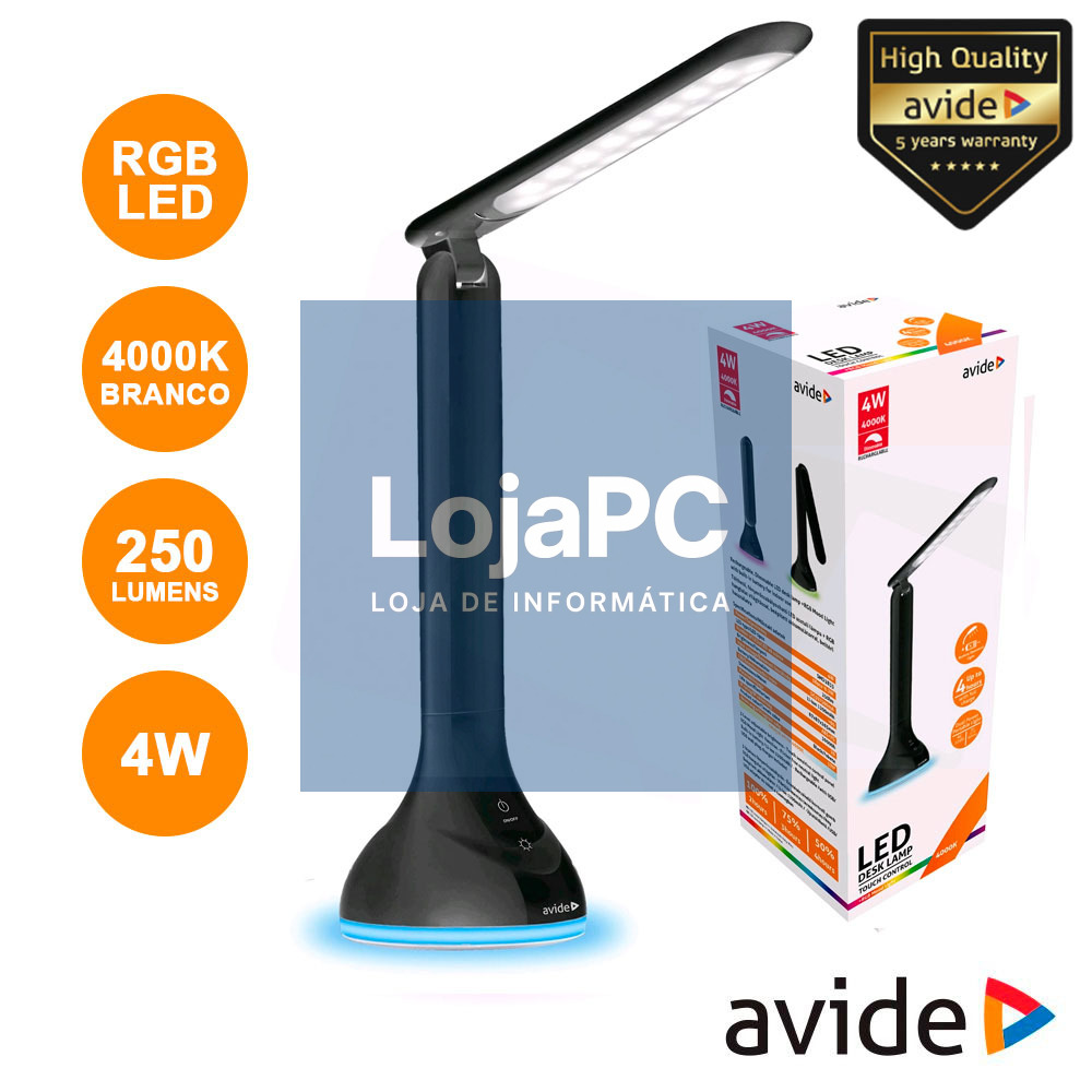 CANDEEIRO DECORATIVO LED 4W 4000K C/ BASE RGB 250LM AVIDE