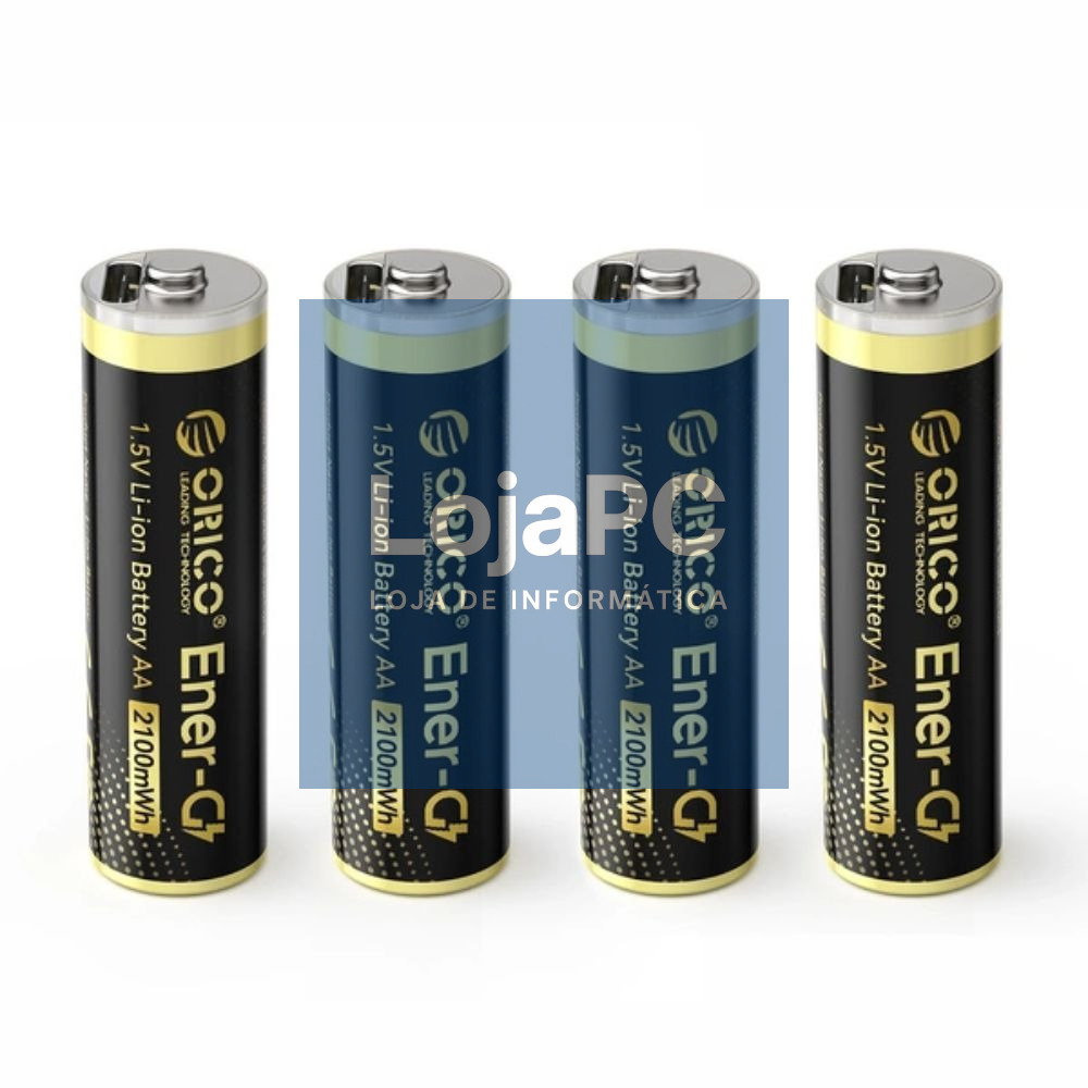 Pilha Lítio AA Recarregável Por USB-C 1.5V 2100mWh x4